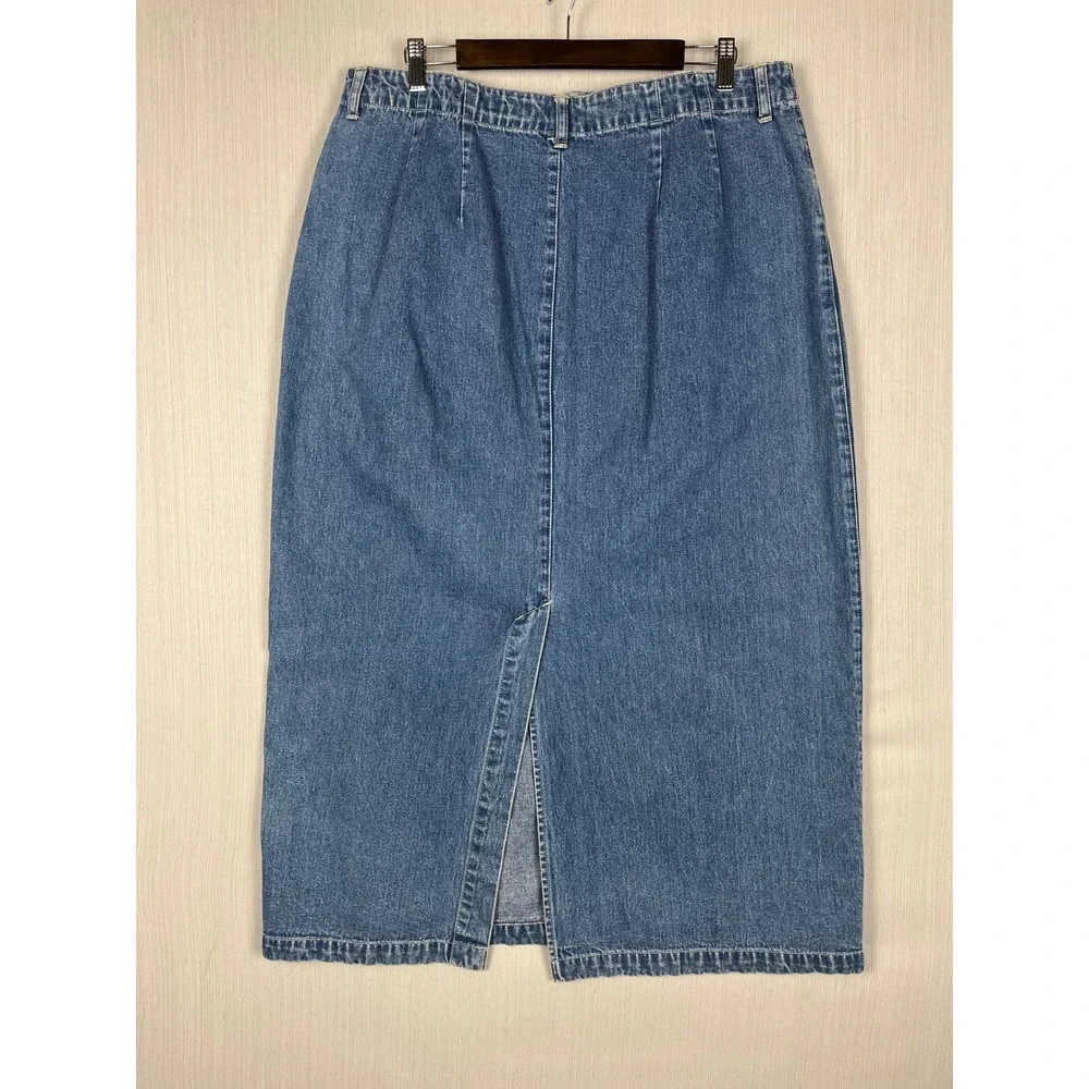 Eddie Bauer‎ Denim Skirt Womens 18 Straight High Waisted Vintage 90s 36x37